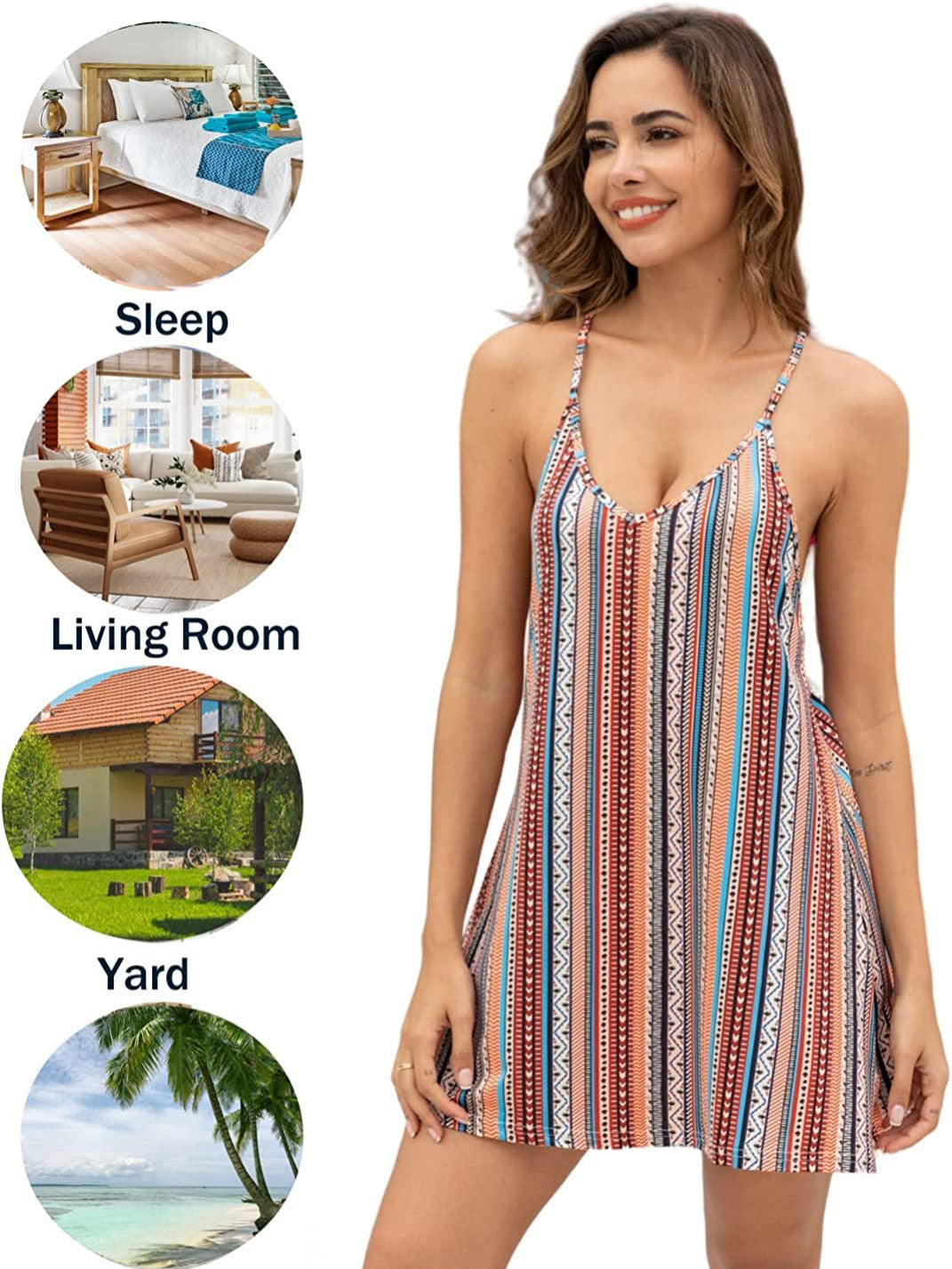 Striped Print Slip Dress photo 2