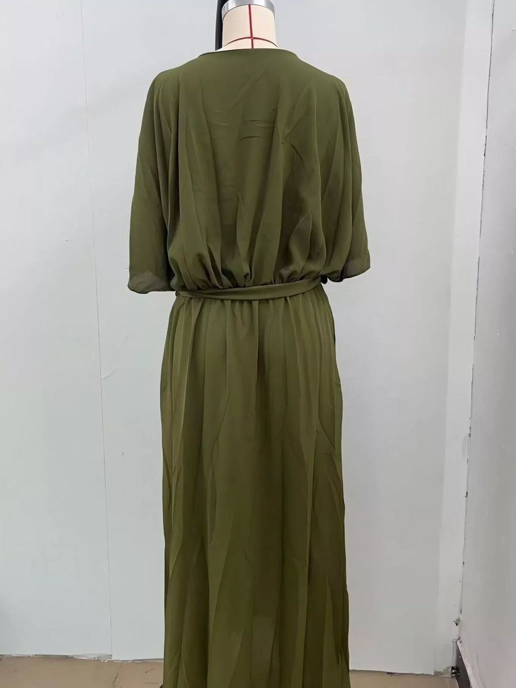 Full Size Chiffon Wrap Dress Flutter Sleeves Plus (5)