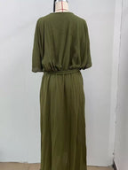 Full Size Chiffon Wrap Dress Flutter Sleeves Plus (5)