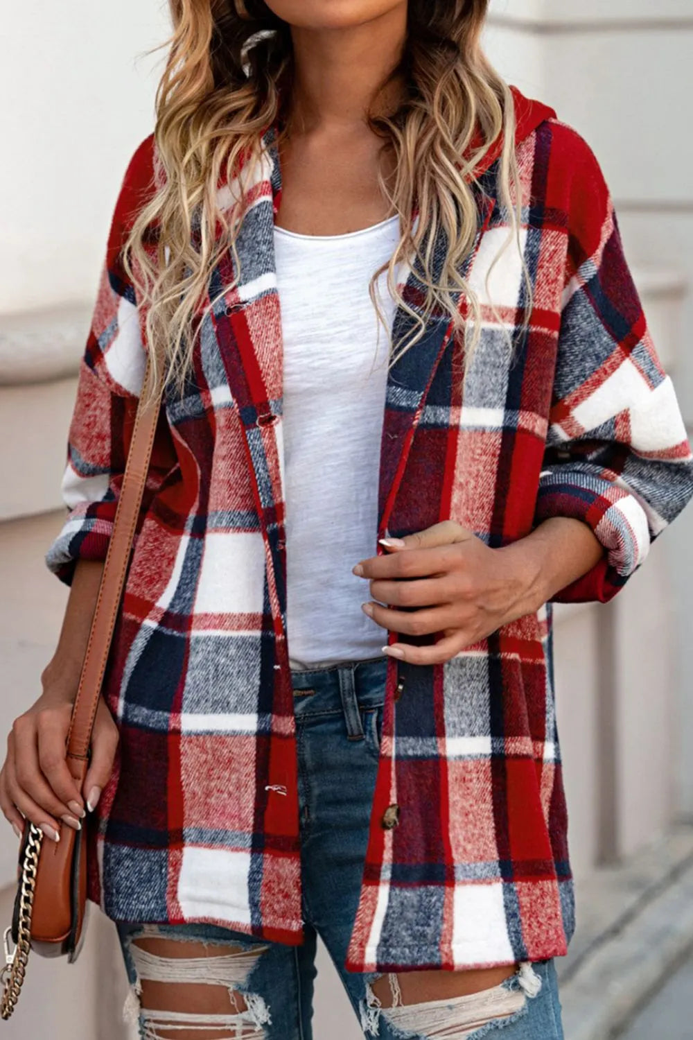 Plaid Button Up Hooded Shacket (2)