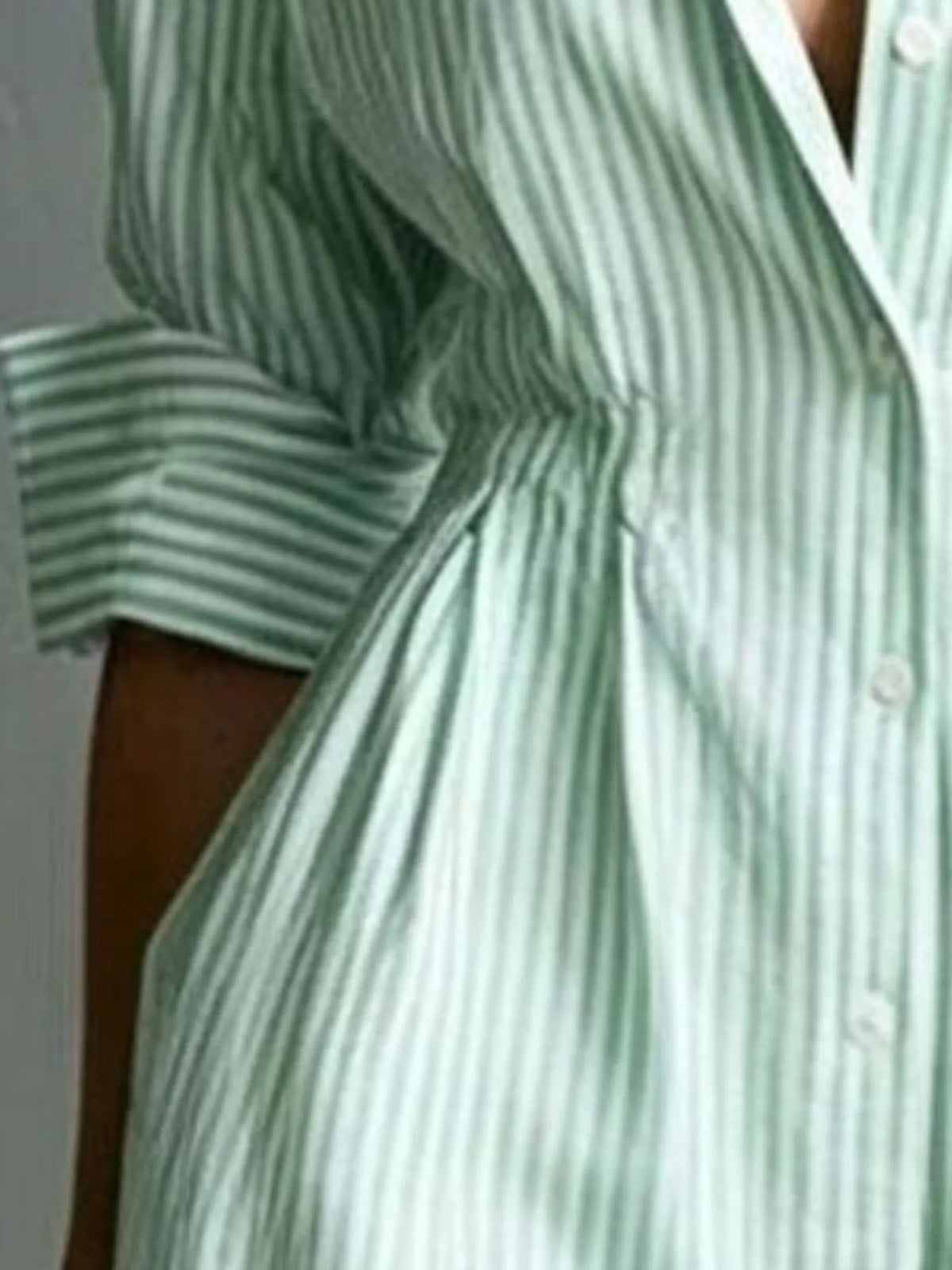 Striped Button-down Shirt Dress Contrast Hem (11)