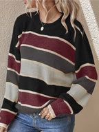 Block Striped Crew Neck Sweater (8)