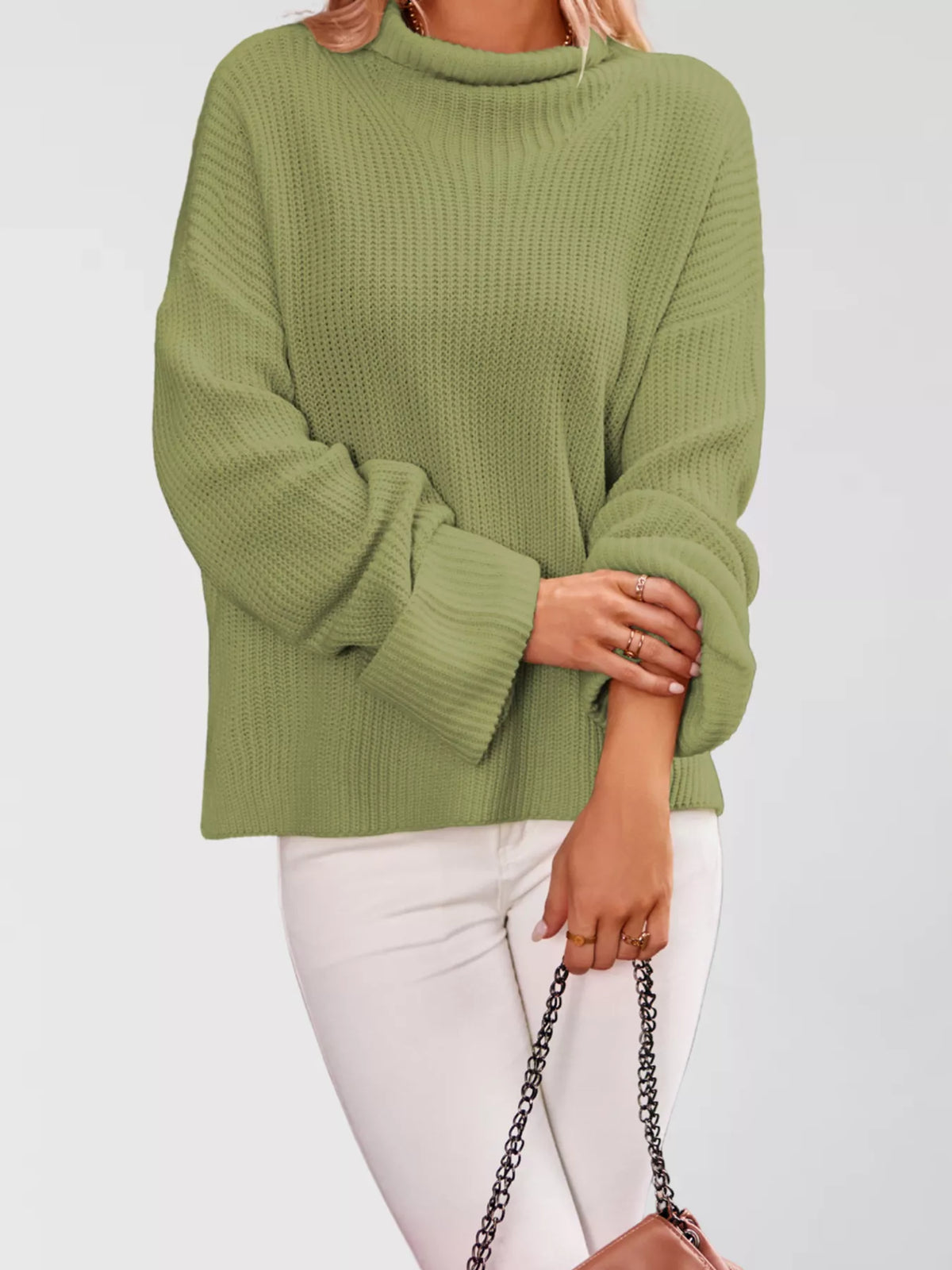 Mock Neck Dropped Shoulder Sweater (6)