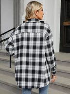 Plaid Collared Neck Long Sleeve Shirt (6)