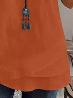 Notched Short Sleeve Blouse (15)