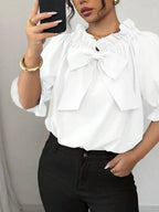 Bow Flounce Sleeve Blouse (13)