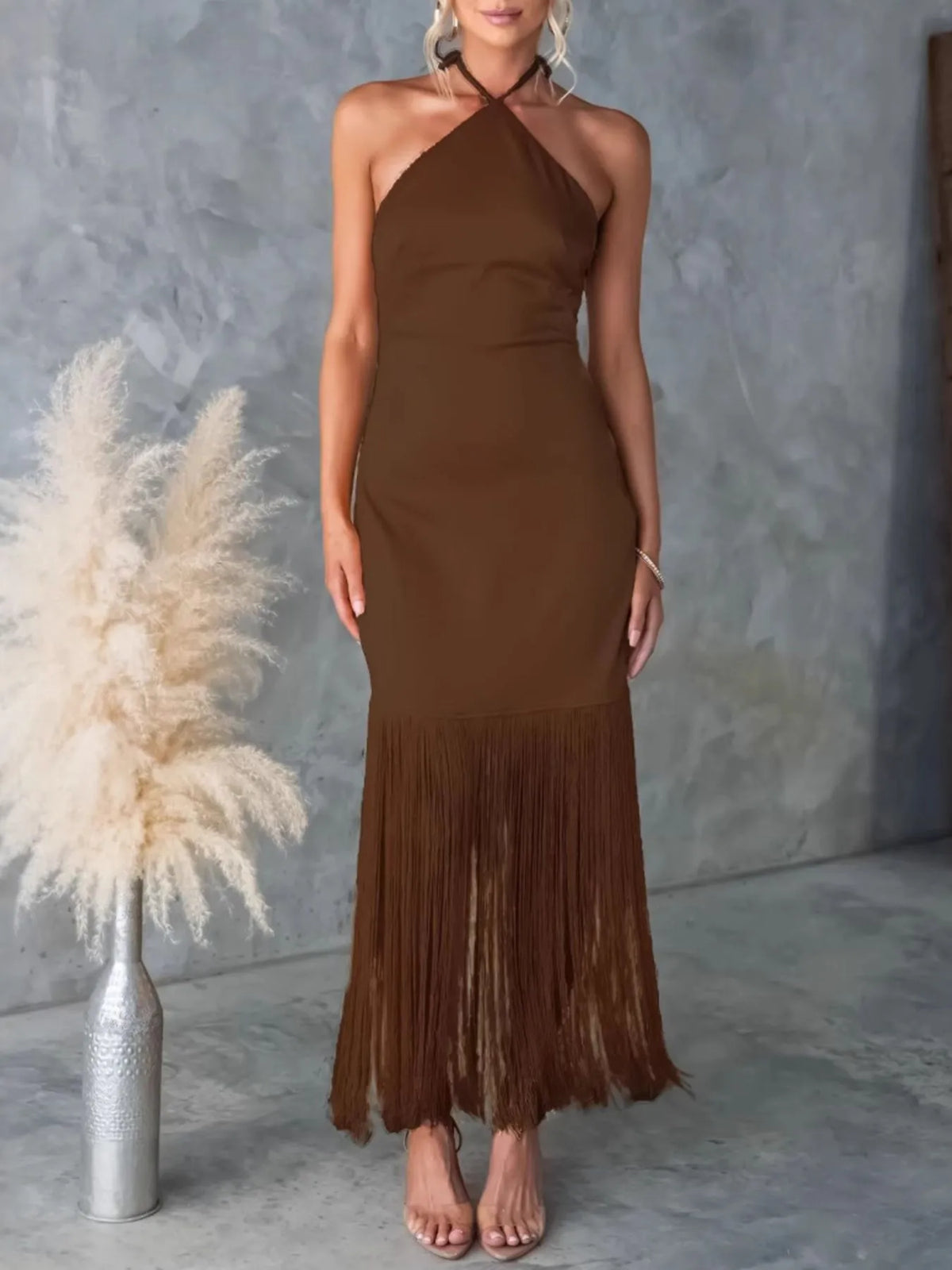 Fringe Halter Neck Dress (18)