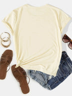 Letter Graphic Round Neck Short Sleeve T-shirt (20)