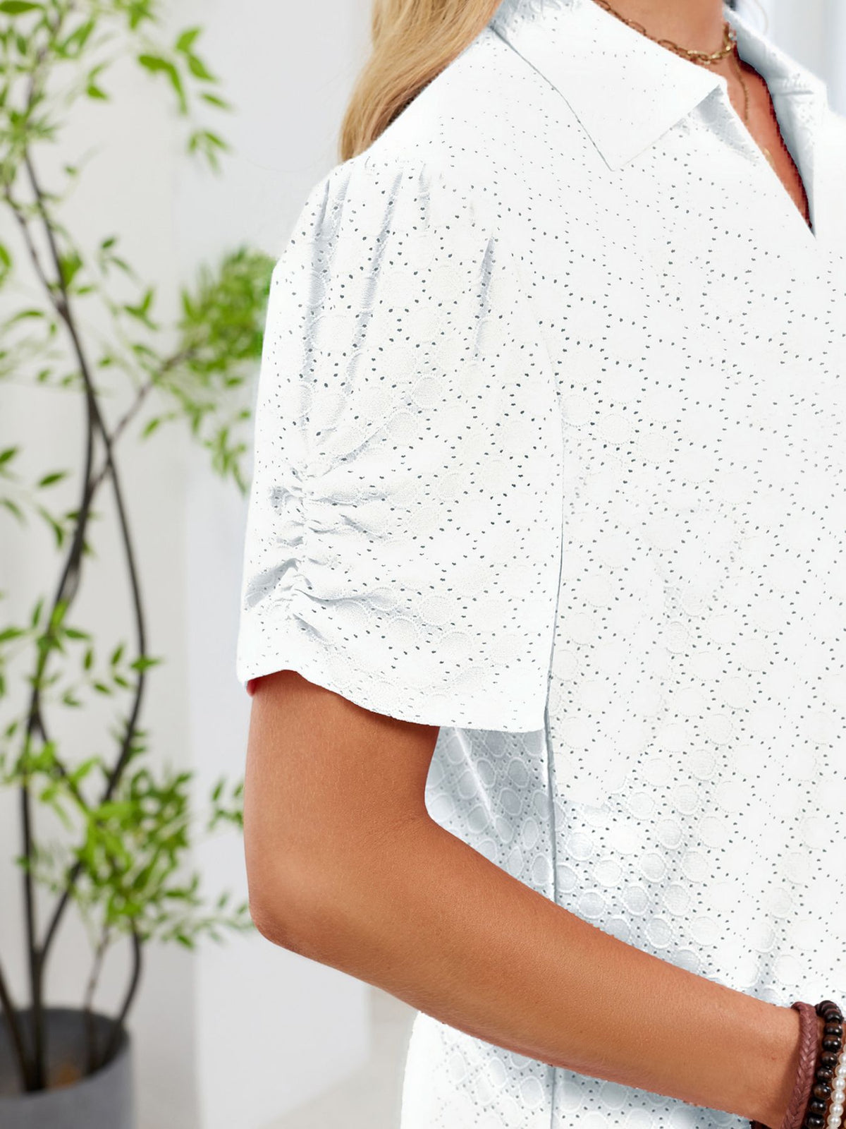 Eyelet Short Sleeve Blouse (18)