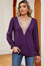 V-neck Long Sleeve T-shirt (19)