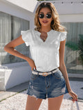 Notched Neck Butterfly Sleeve Blouse (4)
