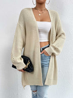 Open Front Dropped Shoulder Slit Cardigan (3)