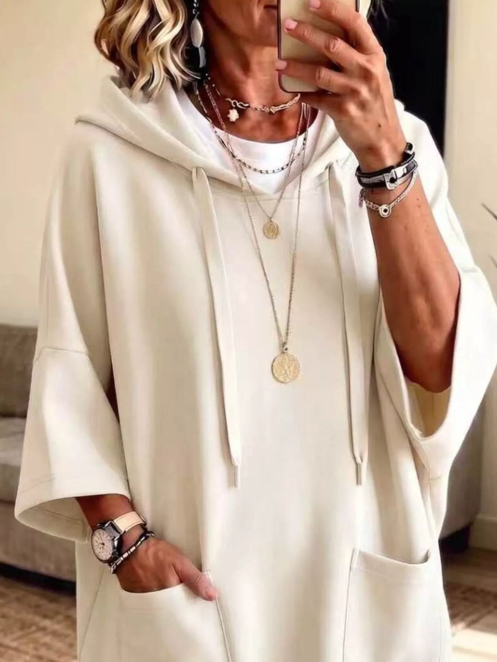 Full Size Drawstring Oversized Front Pockets Hoodie Plus (3)