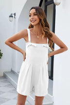 Knotted Strap Romper Pockets (13)