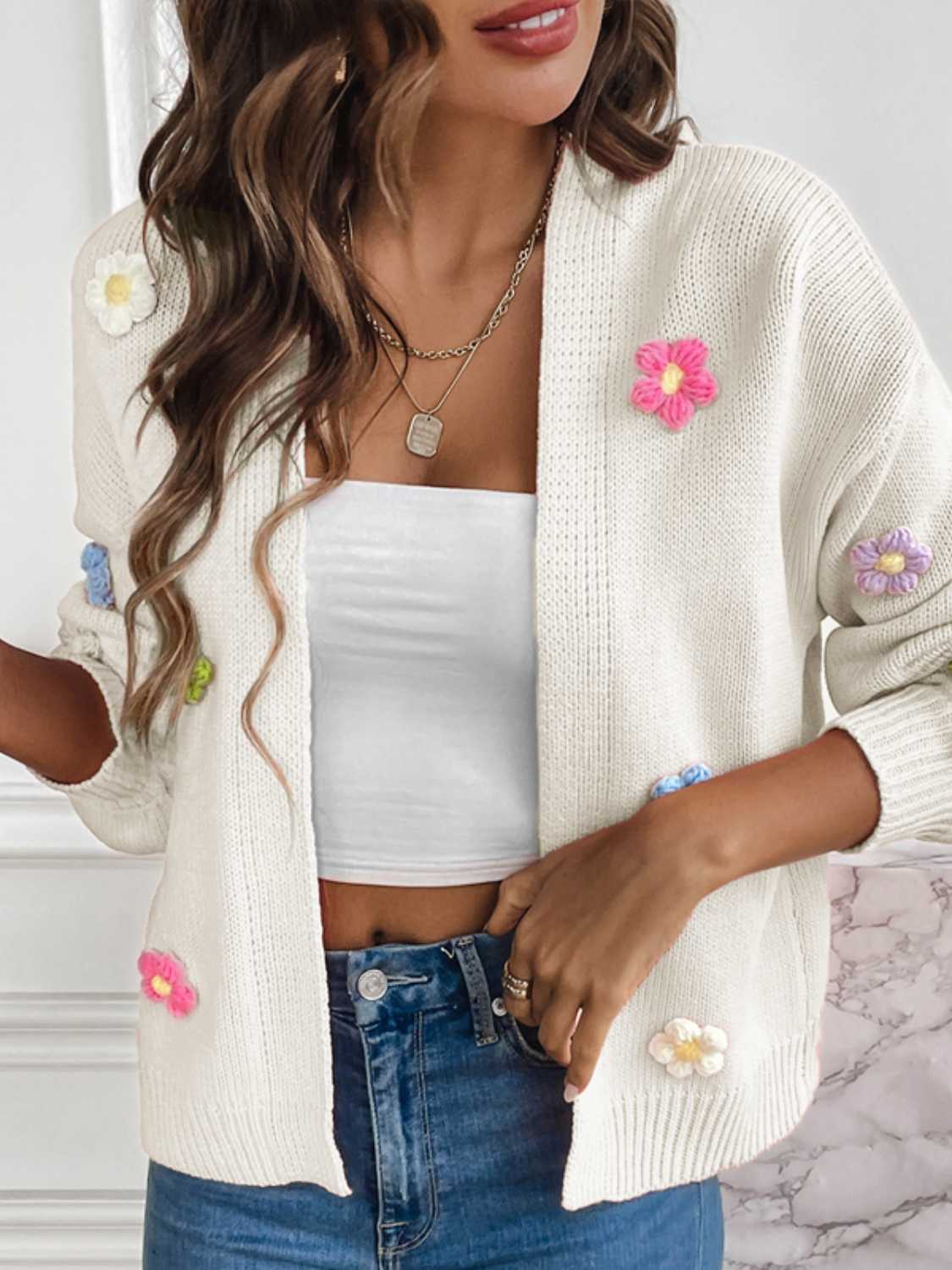 Floral Long Sleeve Open Front Cardigan (8)