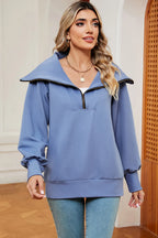 Half Zip Lantern Sleeve Sweatshirt (14)