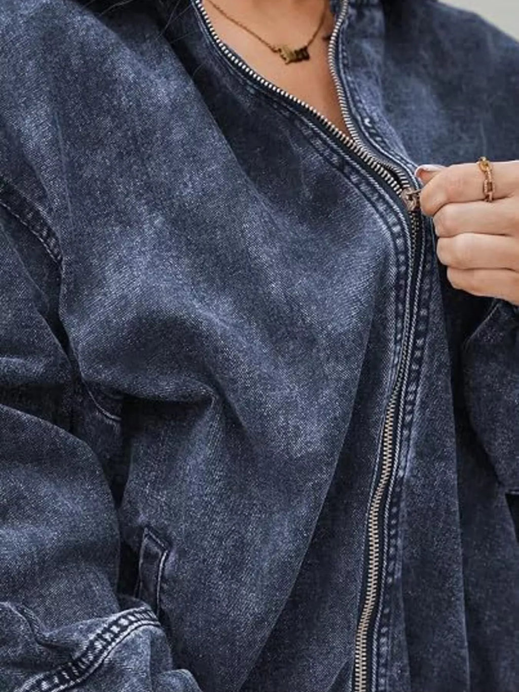 Vintage Washed Zip Up Hooded Denim Jacket (11)