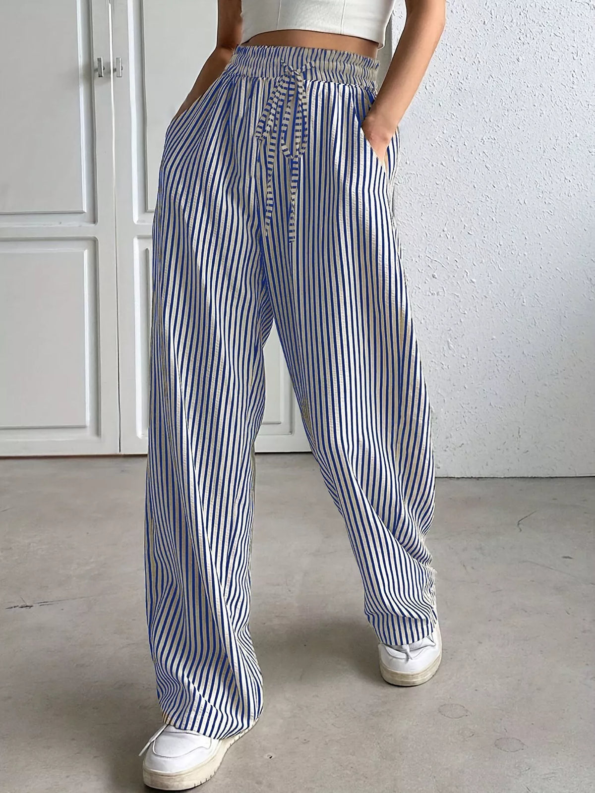 Striped High-waisted Wide Leg Pants (10)