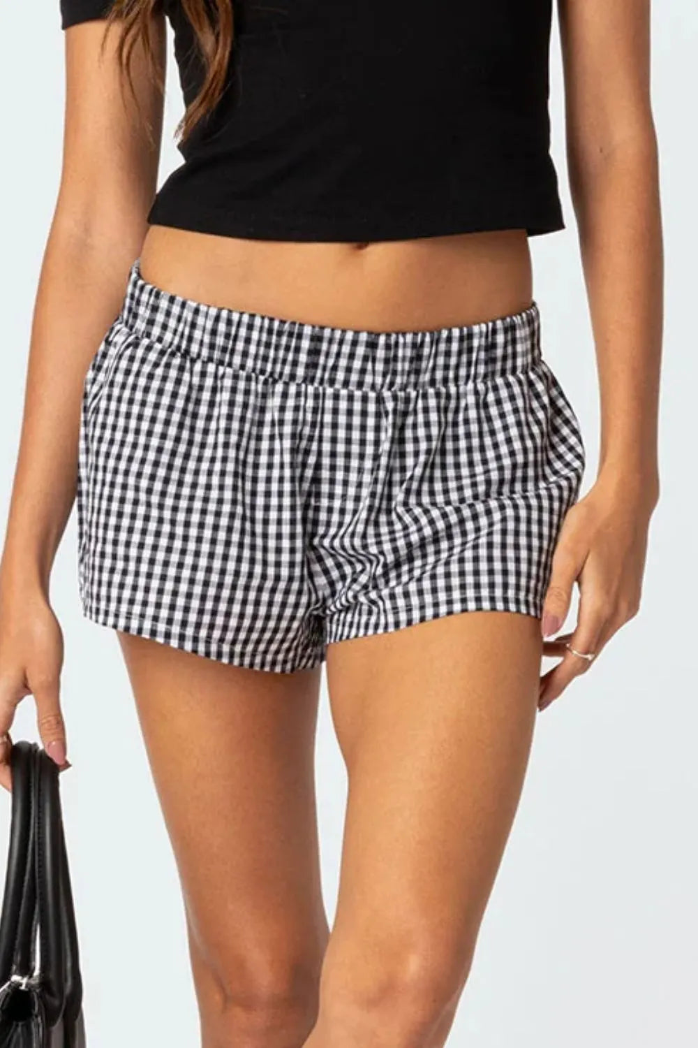Plaid Elastic Waist Shorts (6)