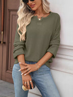 Striped Notched Long Sleeve T-shirt (16)