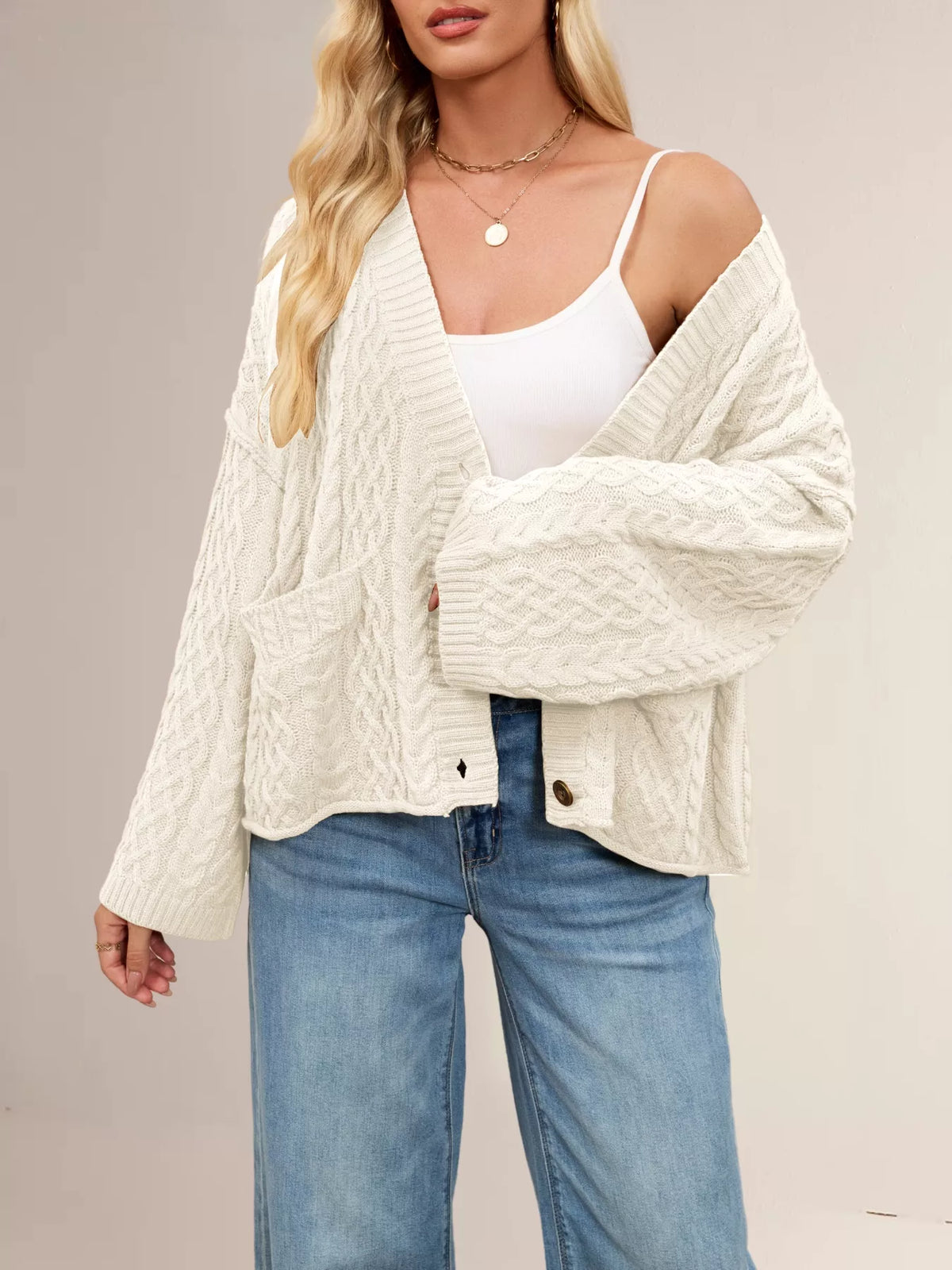 Cable Knit Button-down Cardigan (22)