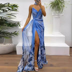 Summer Sleeveless Elegant Slit Print Dress photo 1