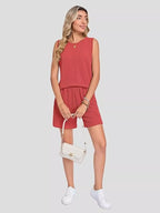 Casual Ribbed Knit Sleeveless Top Shorts Set (5)