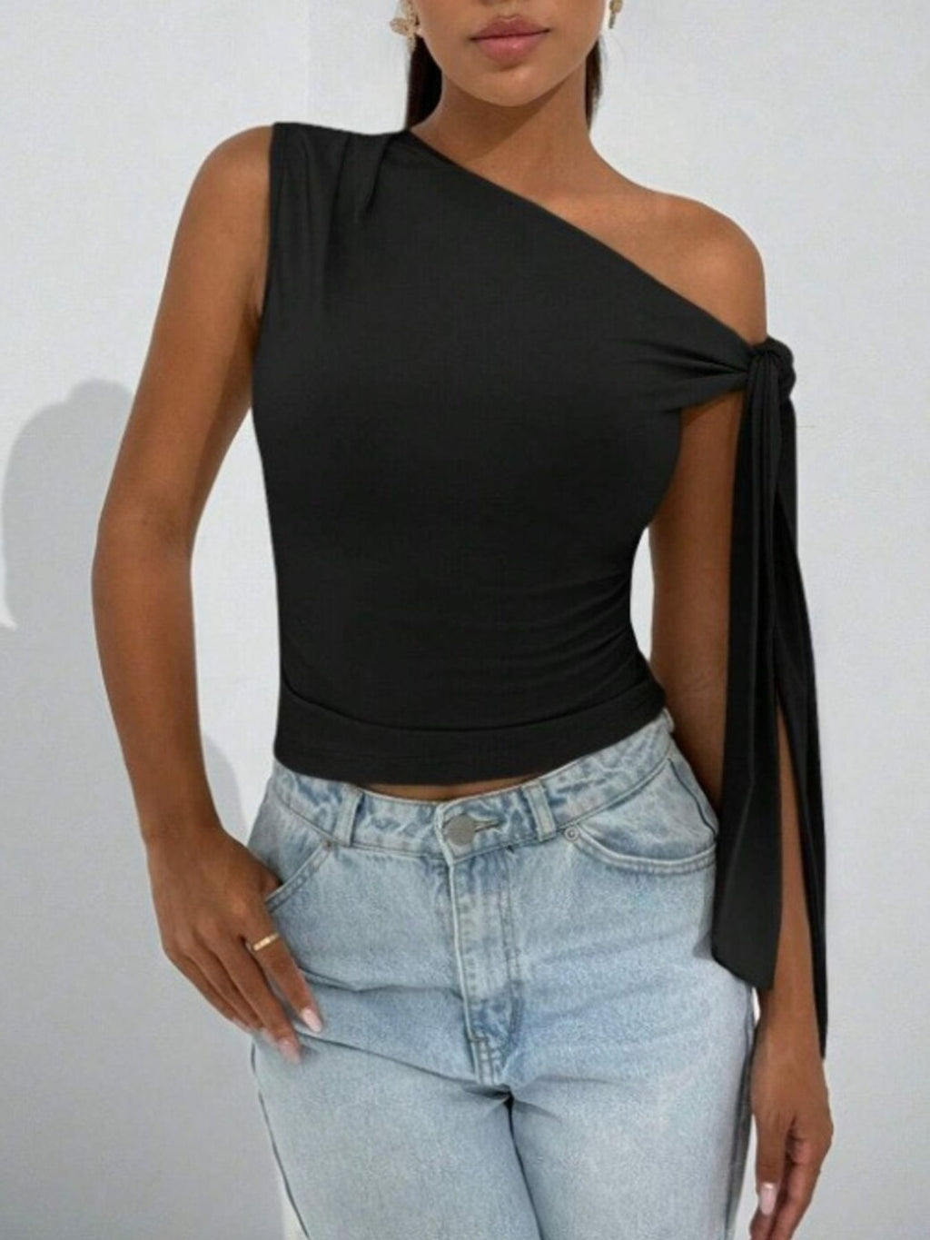 One-shoulder Tie Detail Top (2)