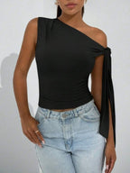 One-shoulder Tie Detail Top (2)