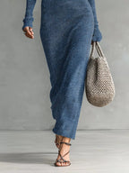 Hooded Knit Maxi Dress Button-up Placket Chest Pockets (3)