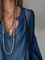 Notched Balloon Sleeve Blouse (13)