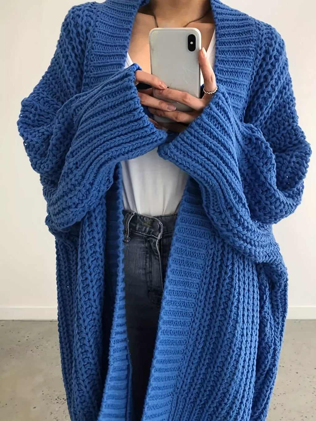 Chunky Knit Open Front Cardigan (2)