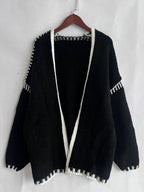 Contrast Open Front Dropped Shoulder Cardigan (17)