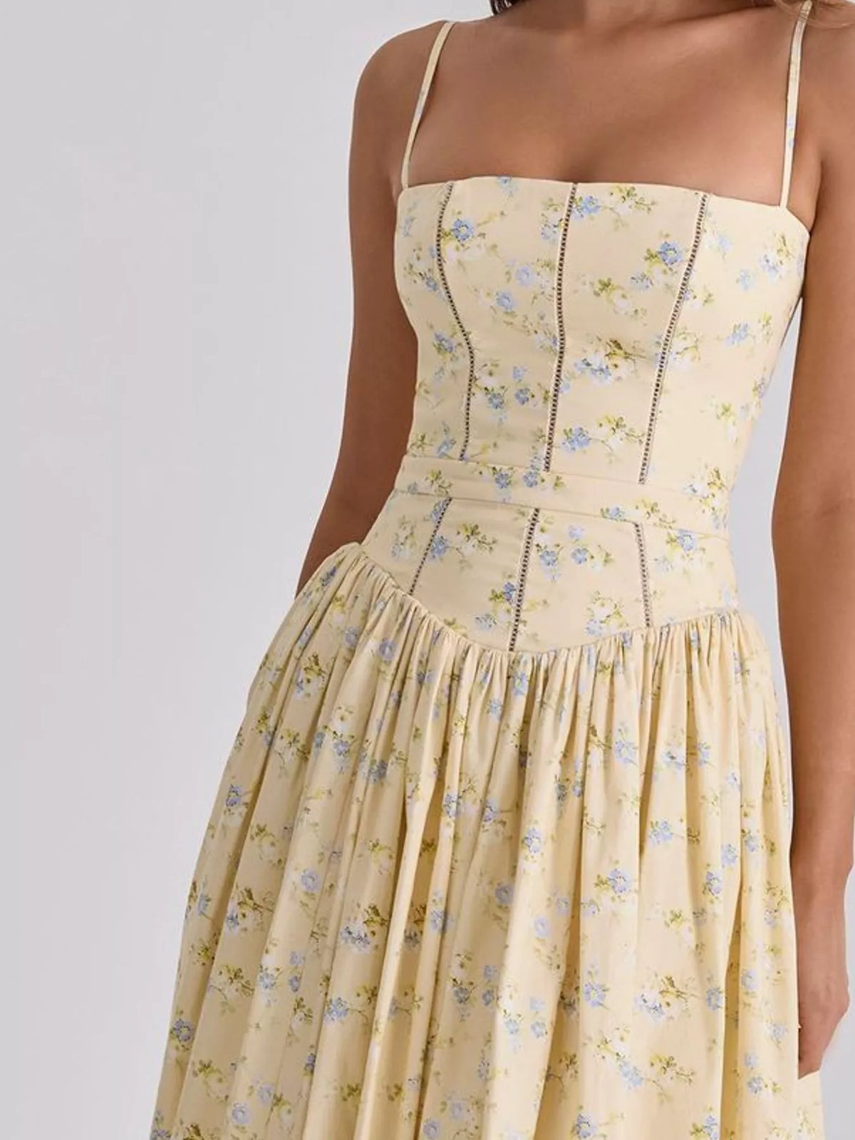 Floral Spaghetti Straps Midi Dress (60)