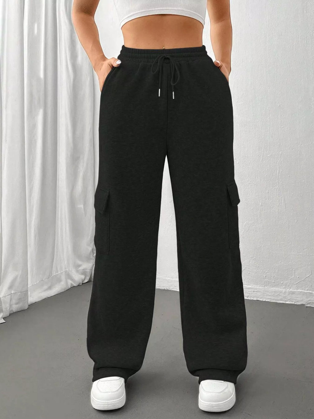 Relaxed Fit Pants Drawstring Waist (2)