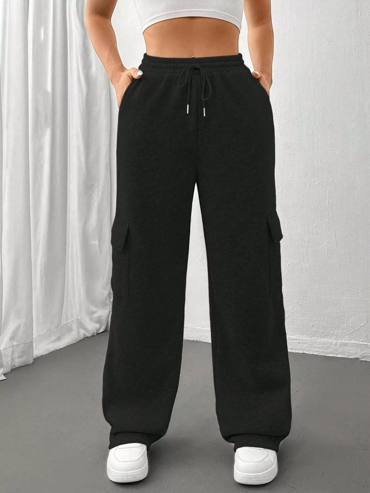Relaxed Fit Pants Drawstring Waist (2)