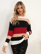 Striped Round Neck Dropped Shoulder Sweater (12)