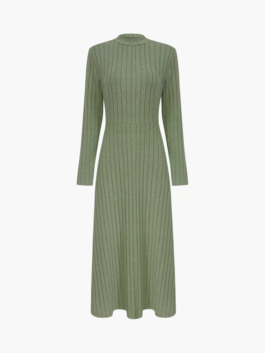 Ribbed Knit Long Sleeve Midi Dress (8)