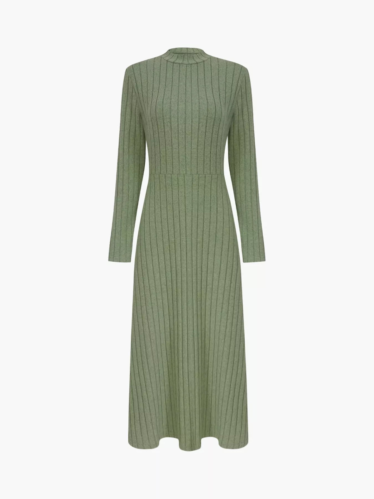 Ribbed Knit Long Sleeve Midi Dress (8)