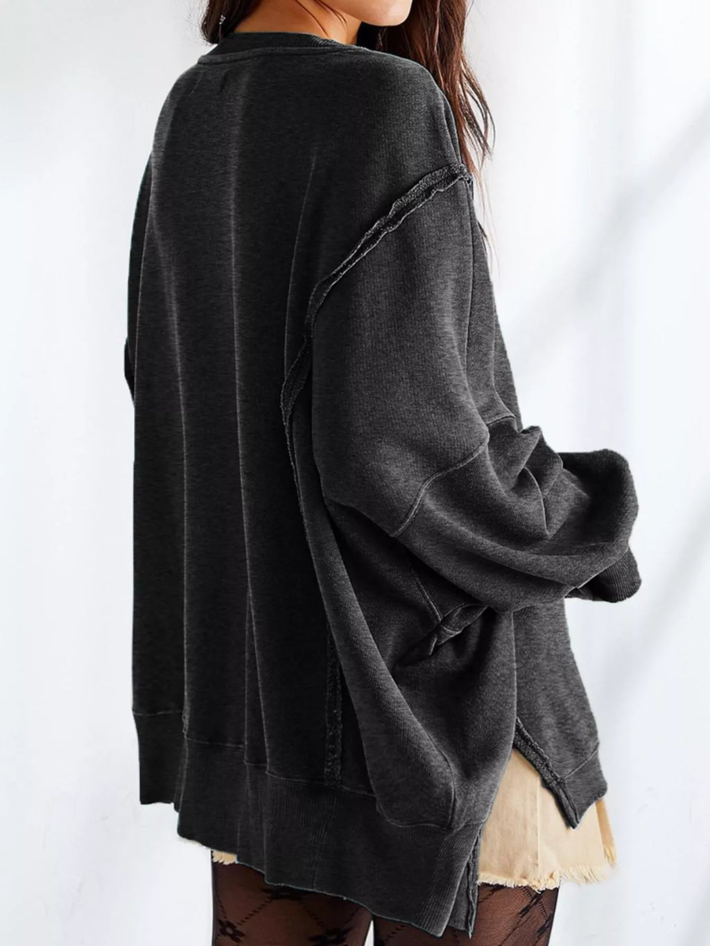 Oversized Relaxed Fit Crew Neck Sweatshirt (4)