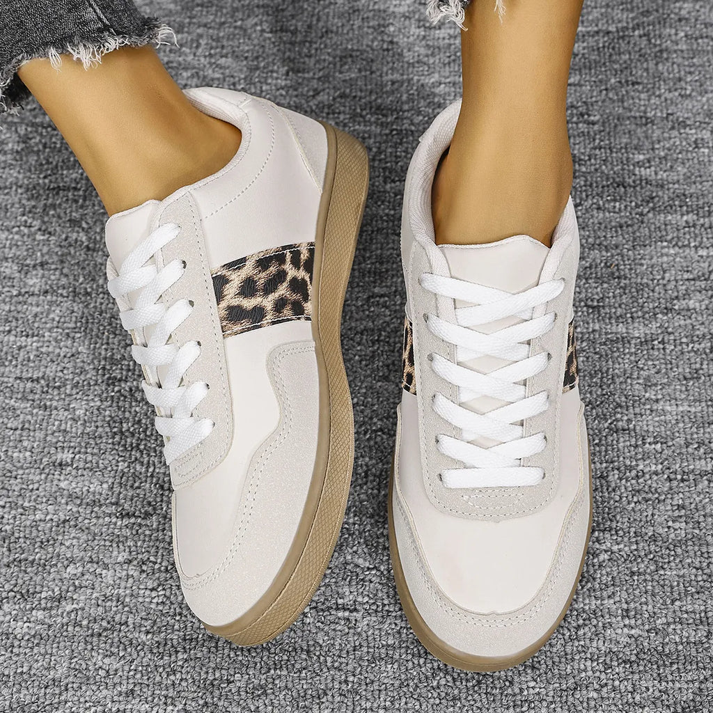 Leopard Lace Up Round Toe Sneakers (2)