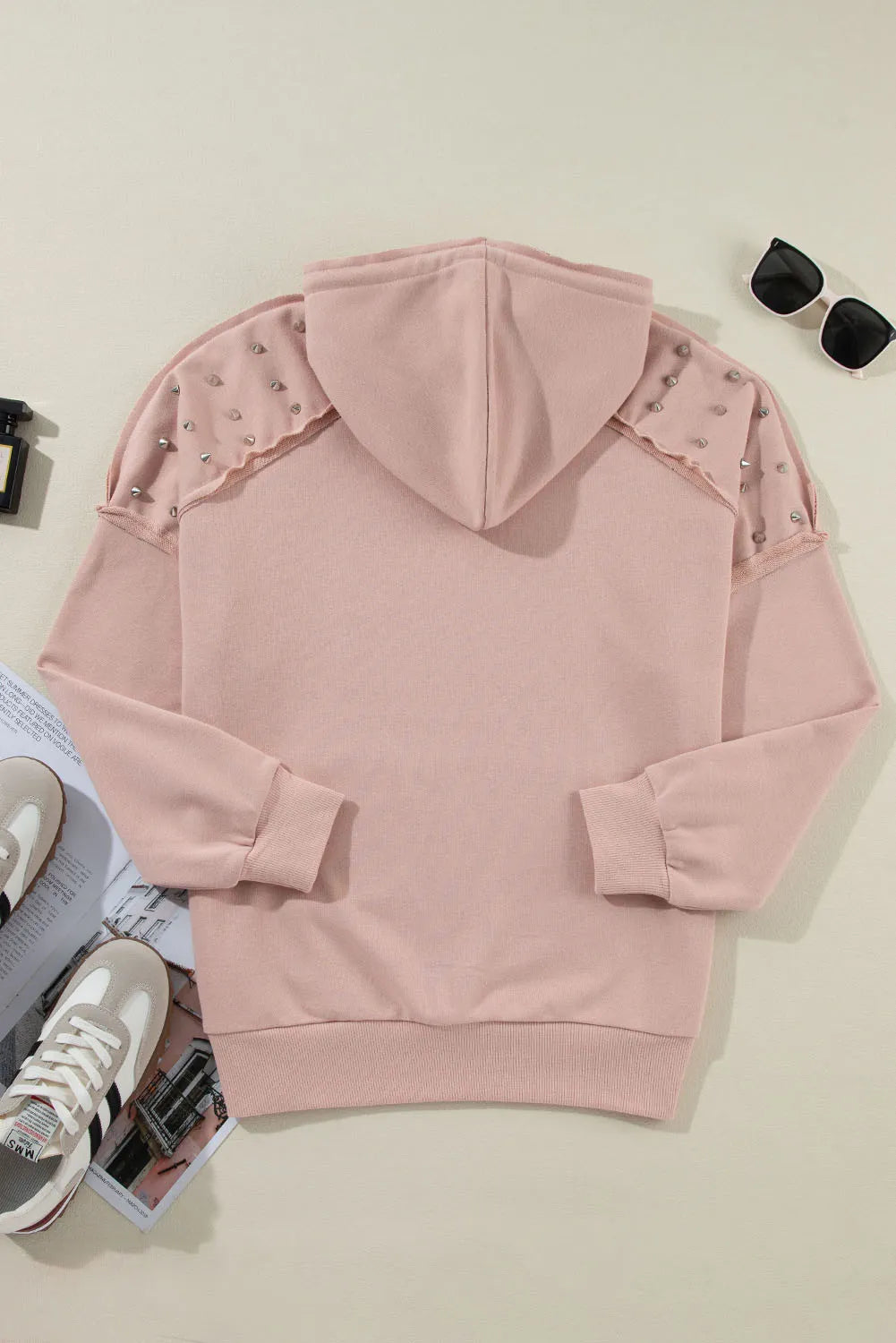 Rivet Drawstring Long Sleeve Hoodie (11)