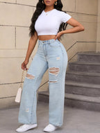 Distressed Wide-leg Jeans (2)