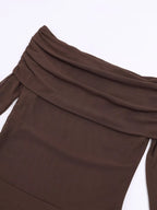 Off-shoulder Ruched Long Sleeve Maxi Dress (26)