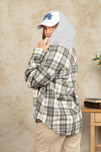 Drawstring Plaid Long Sleeve Hooded Jacket (9)