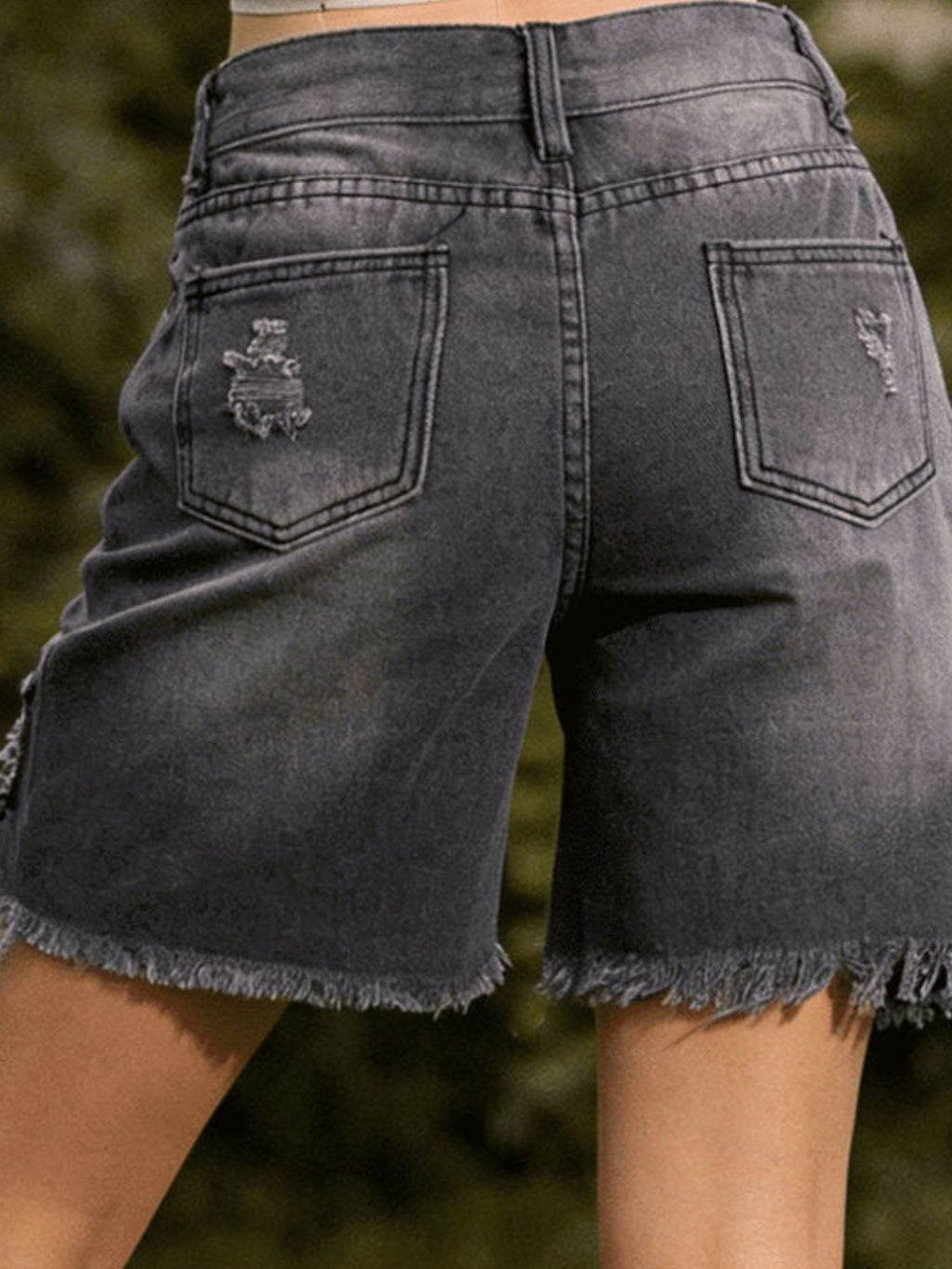 Full Size Ripped Frayed Hem Denim Shorts Plus (5)