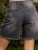 Full Size Ripped Frayed Hem Denim Shorts Plus (5)