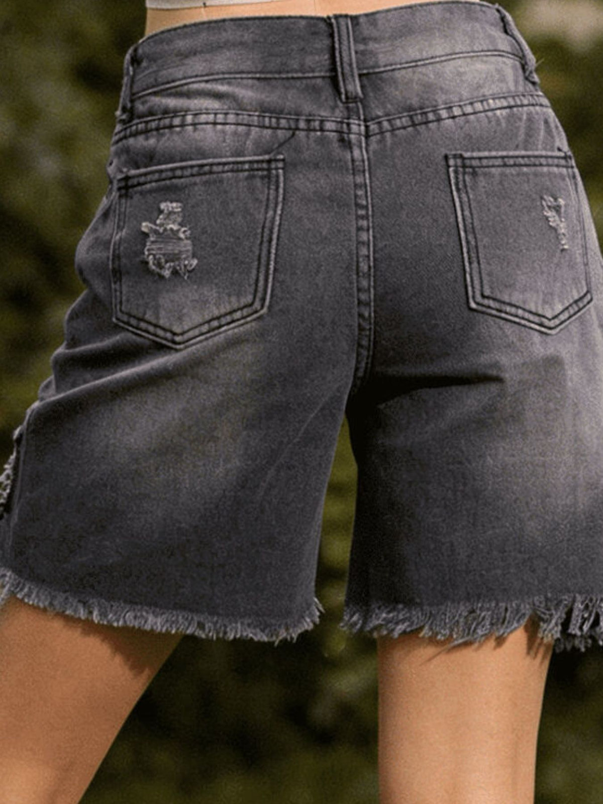 Full Size Ripped Frayed Hem Denim Shorts Plus (5)