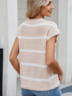 Exposed Seam Striped Round Neck Knit Top (13)