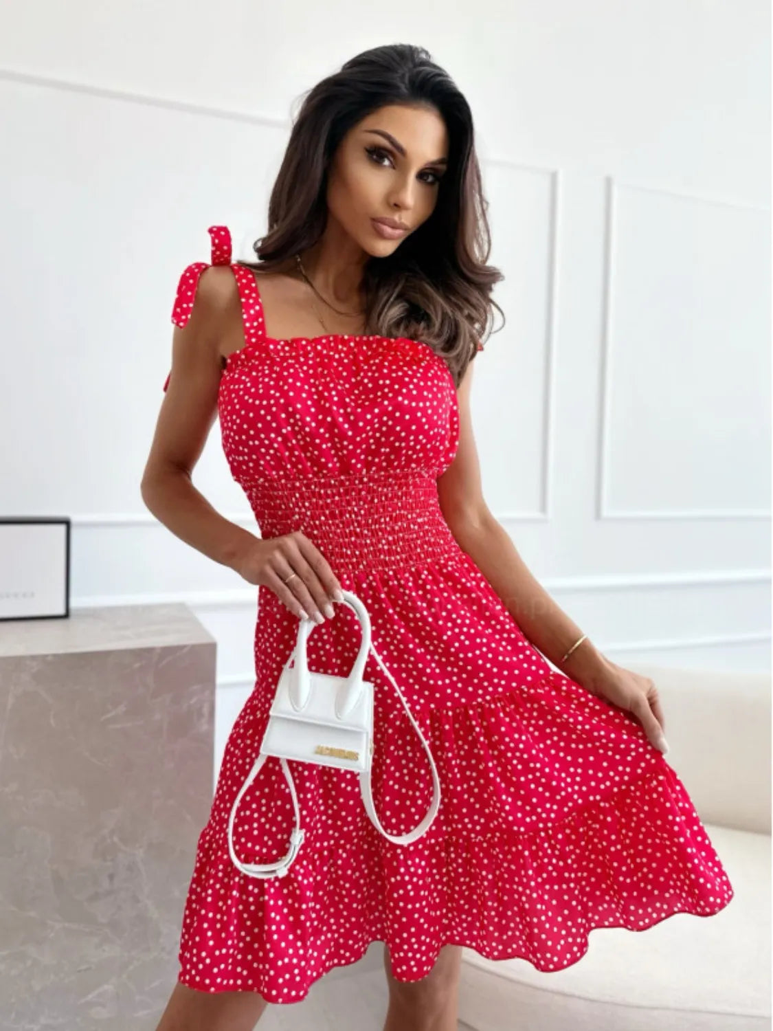 Polka Dot Square Neck Mini Cami Dress (10)